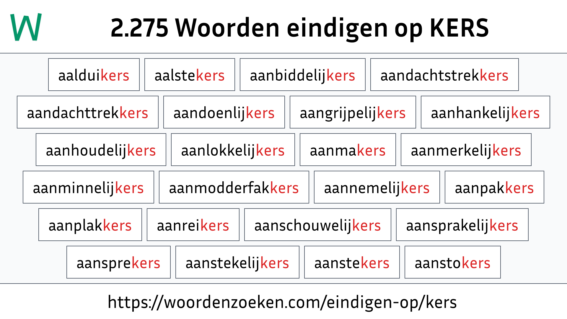 Woorden eindigen op KERS