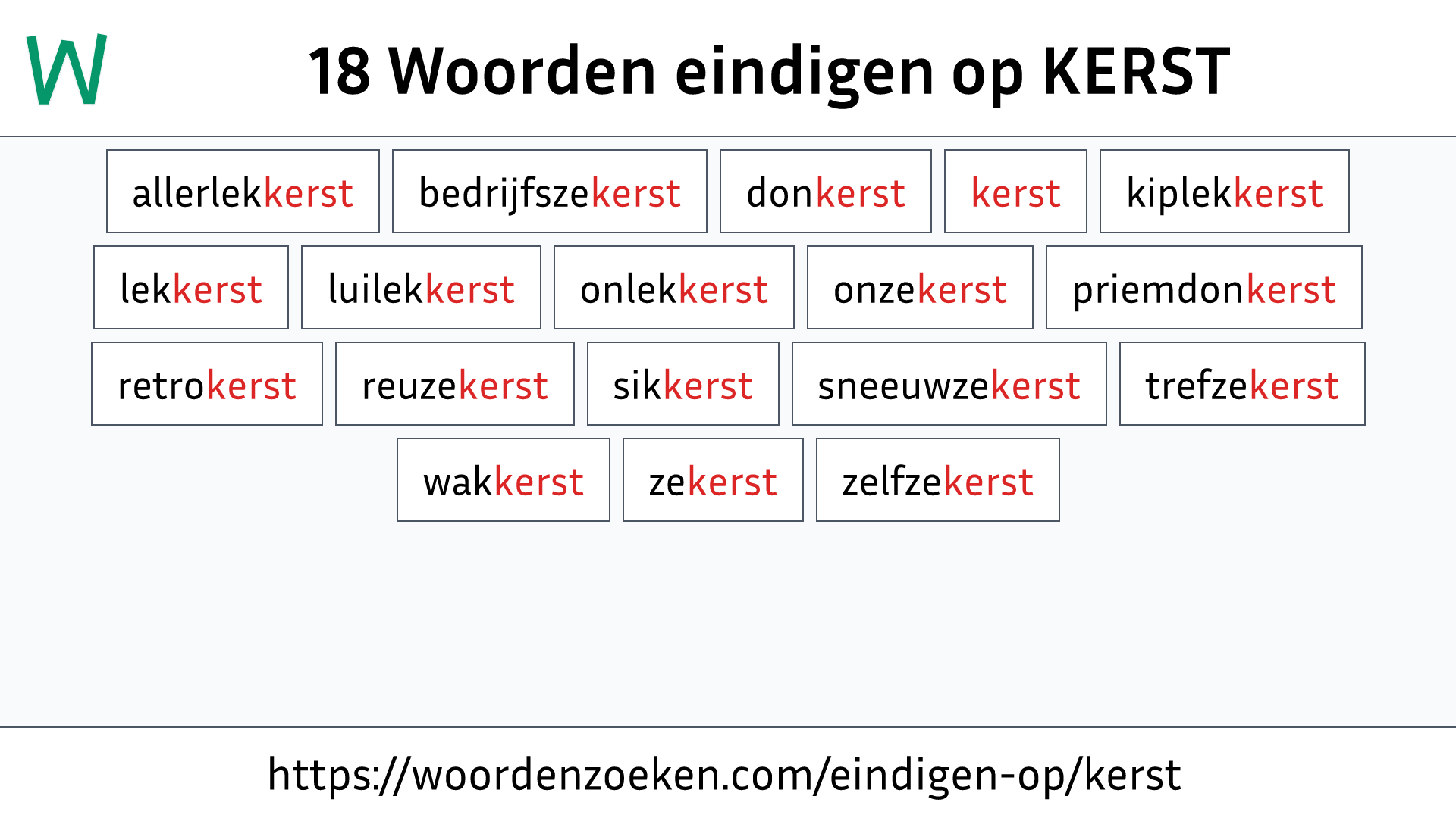 Woorden eindigen op KERST