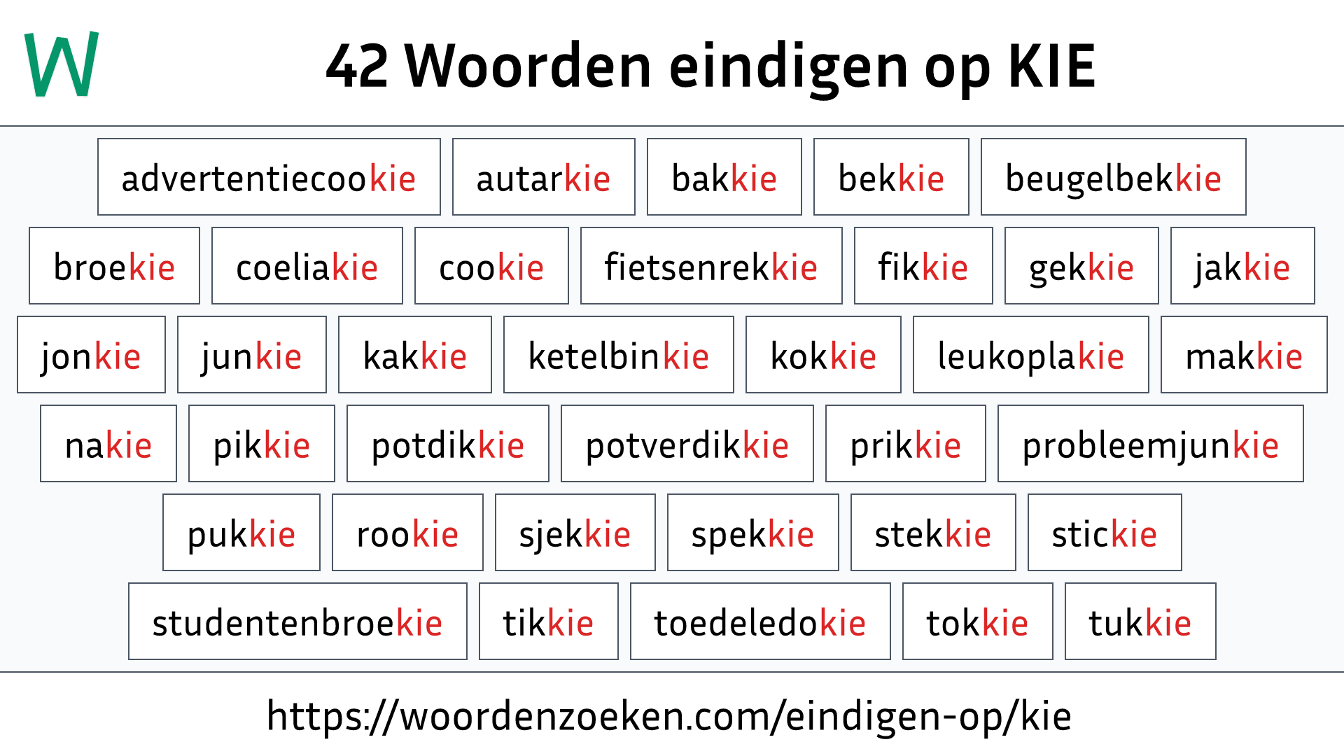 Woorden eindigen op KIE