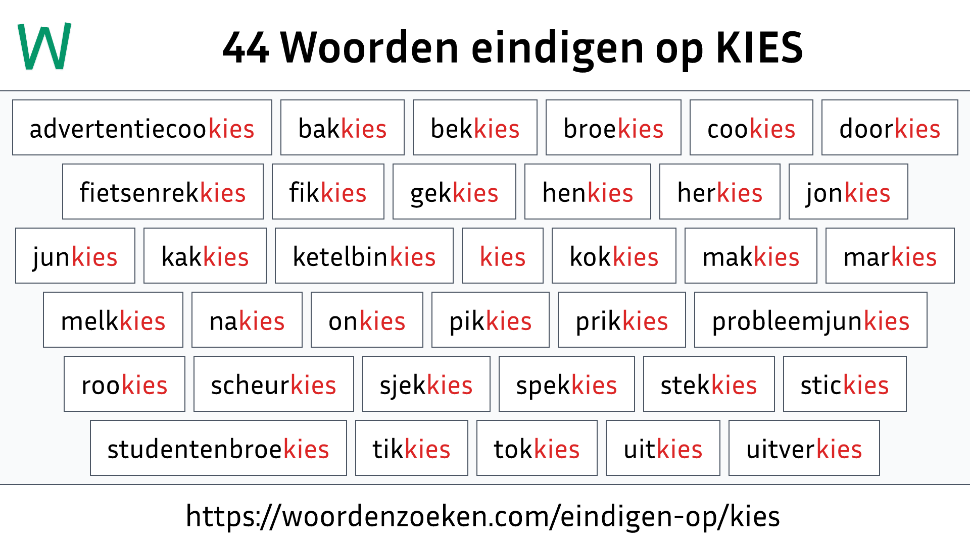 Woorden eindigen op KIES