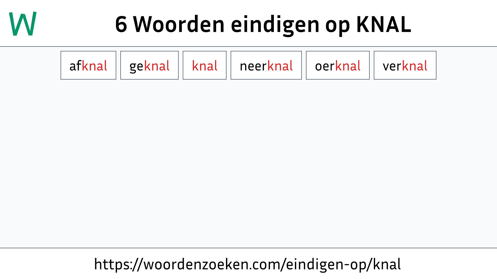 Woorden eindigen op KNAL