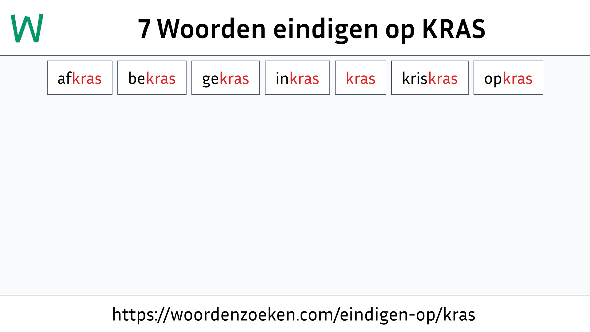 Woorden eindigen op KRAS