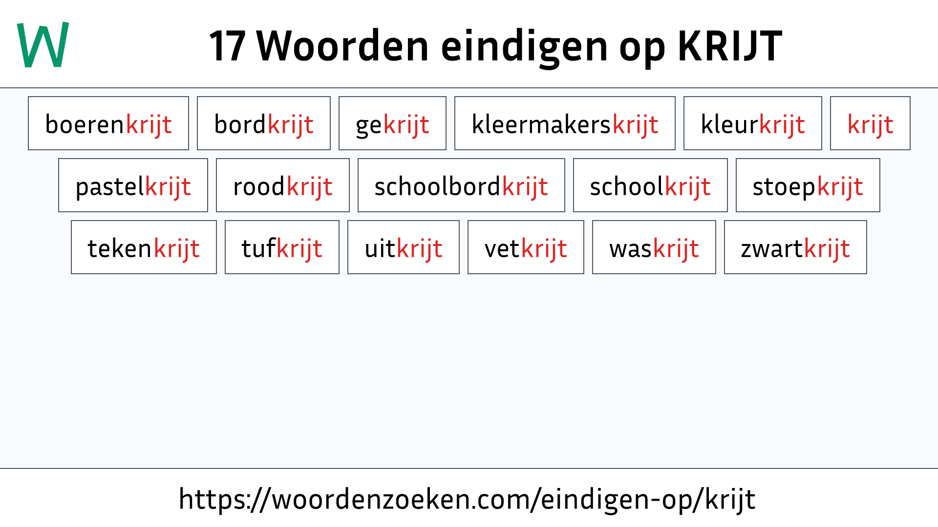 Woorden eindigen op KRIJT