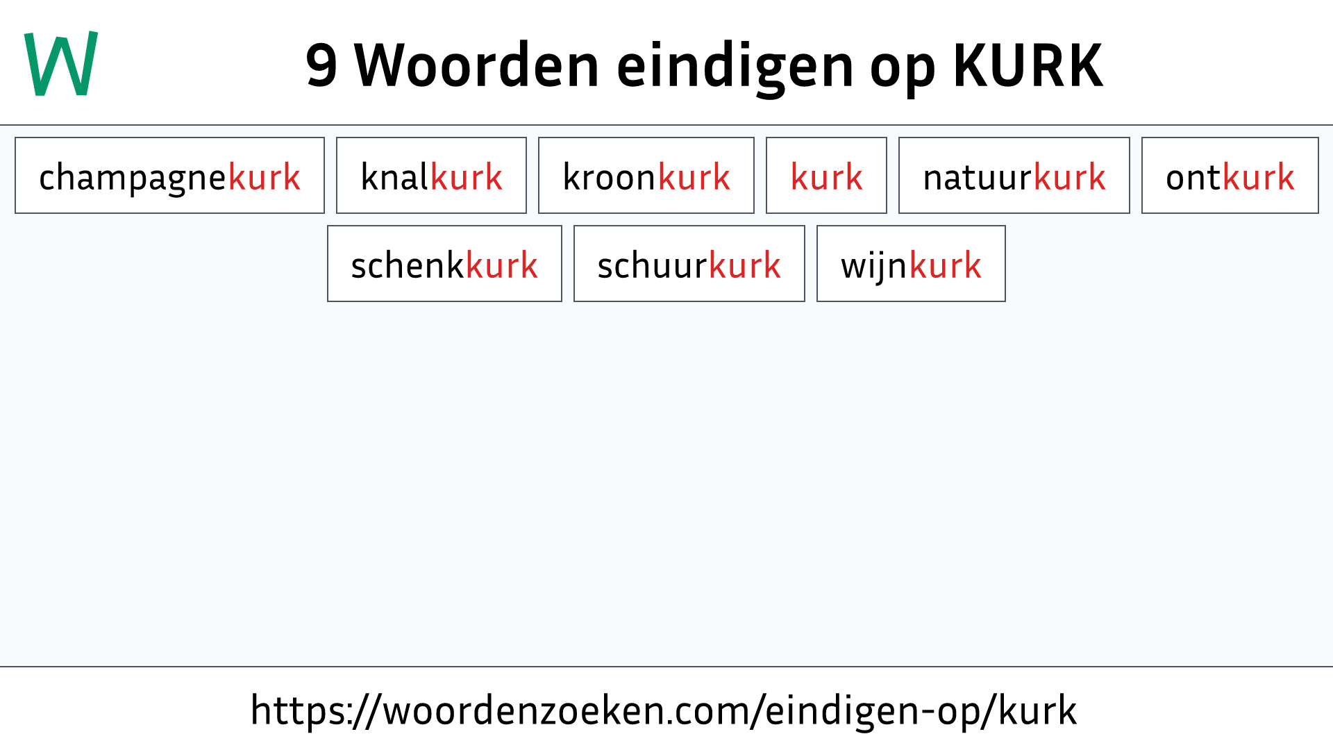 Woorden eindigen op KURK