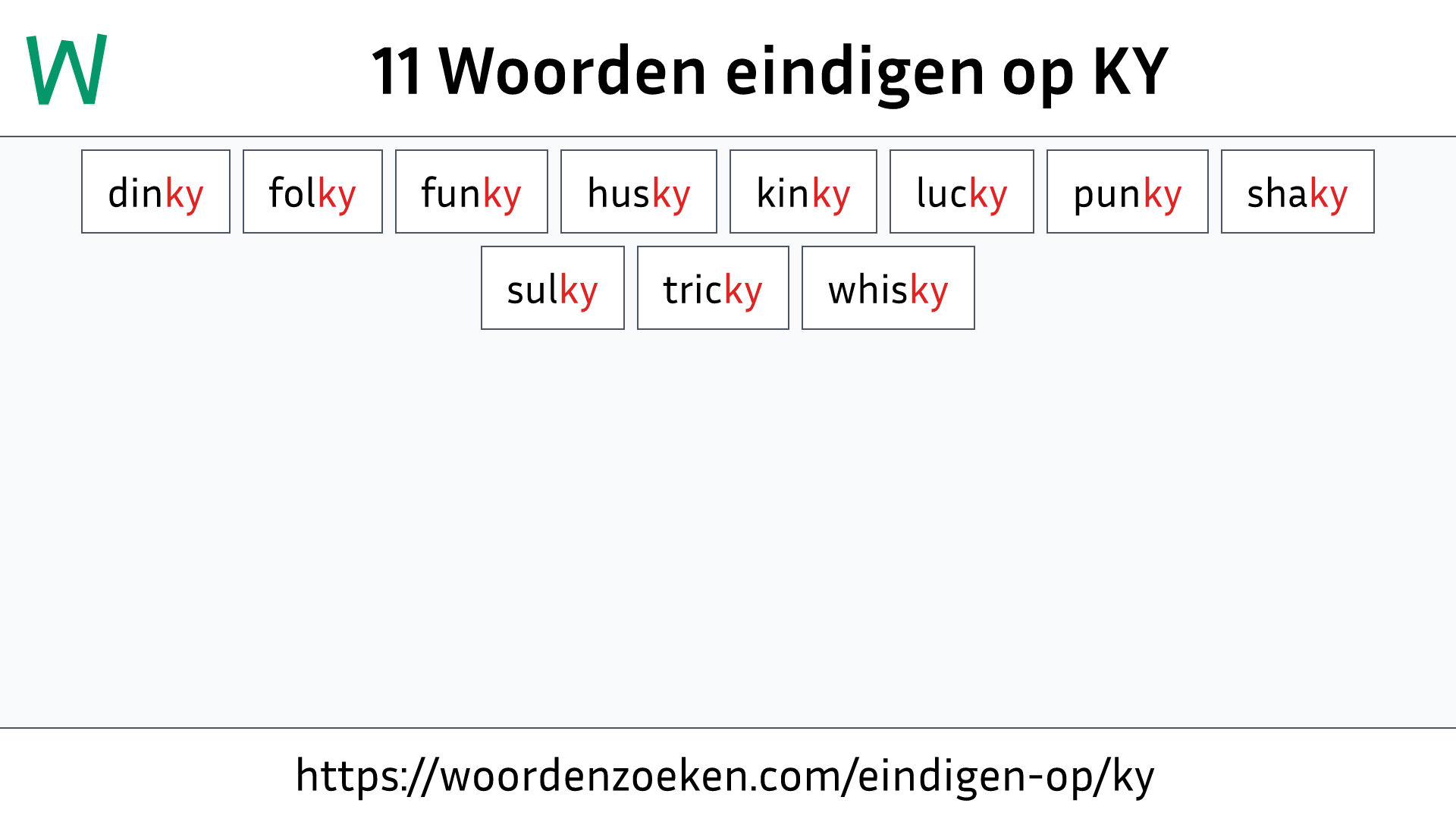 Woorden eindigen op KY