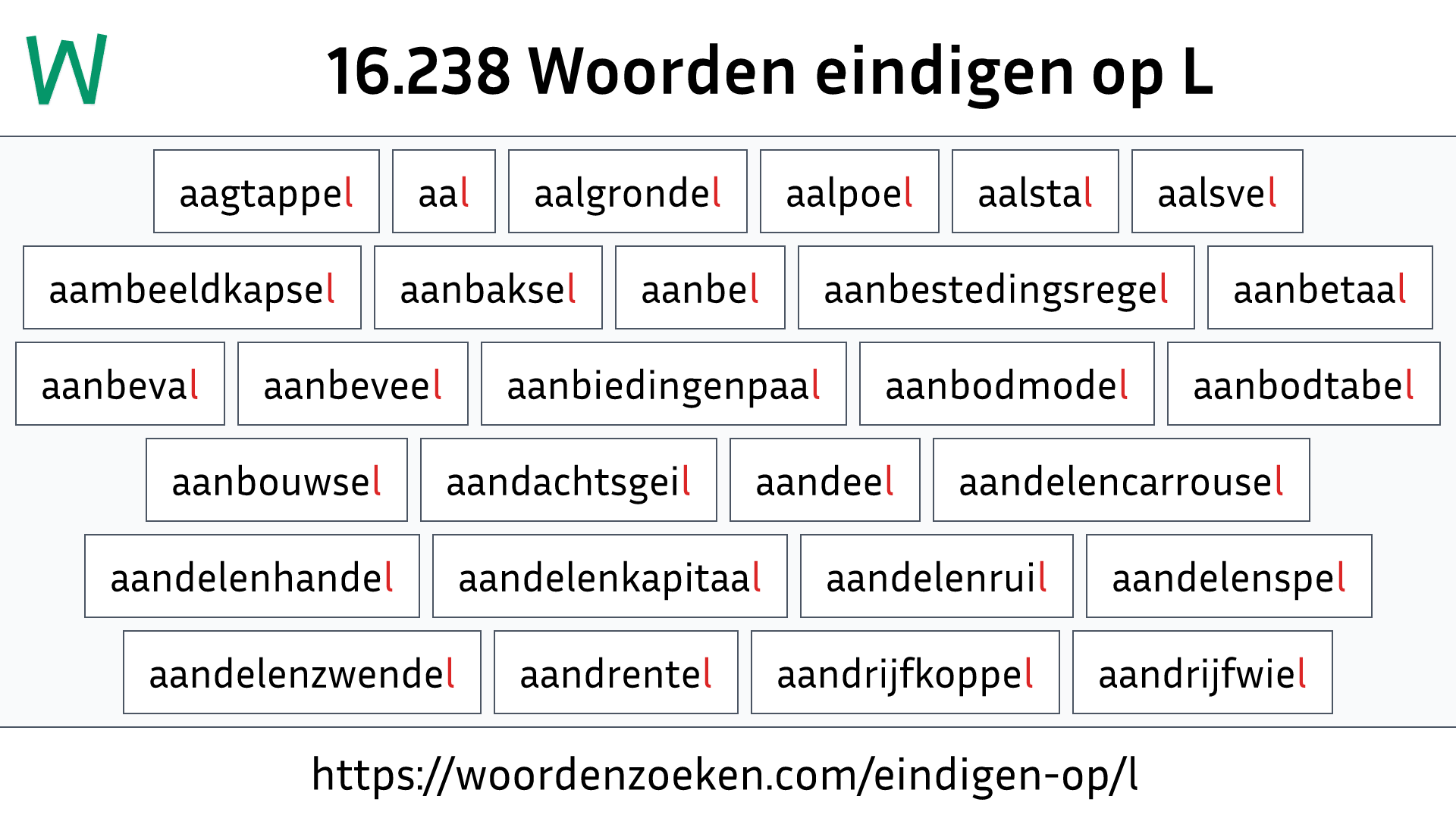 Woorden eindigen op L