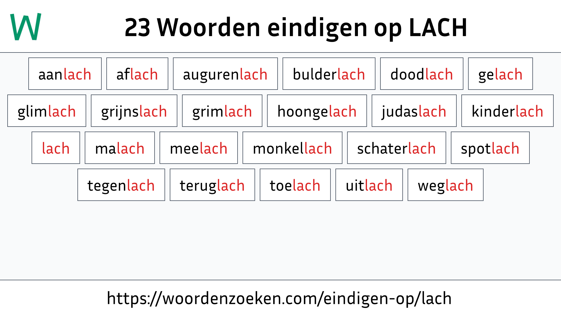Woorden eindigen op LACH