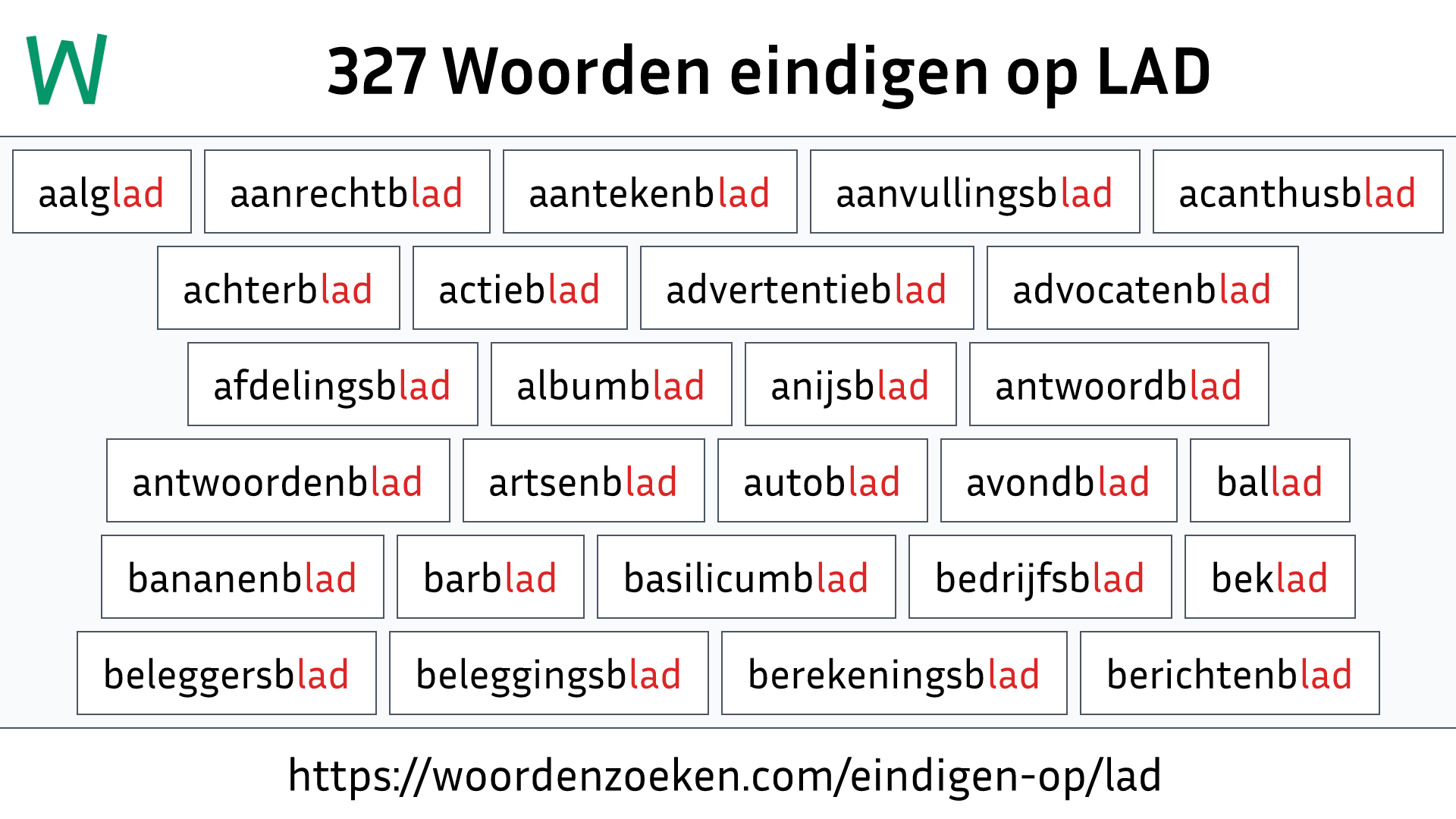Woorden eindigen op LAD