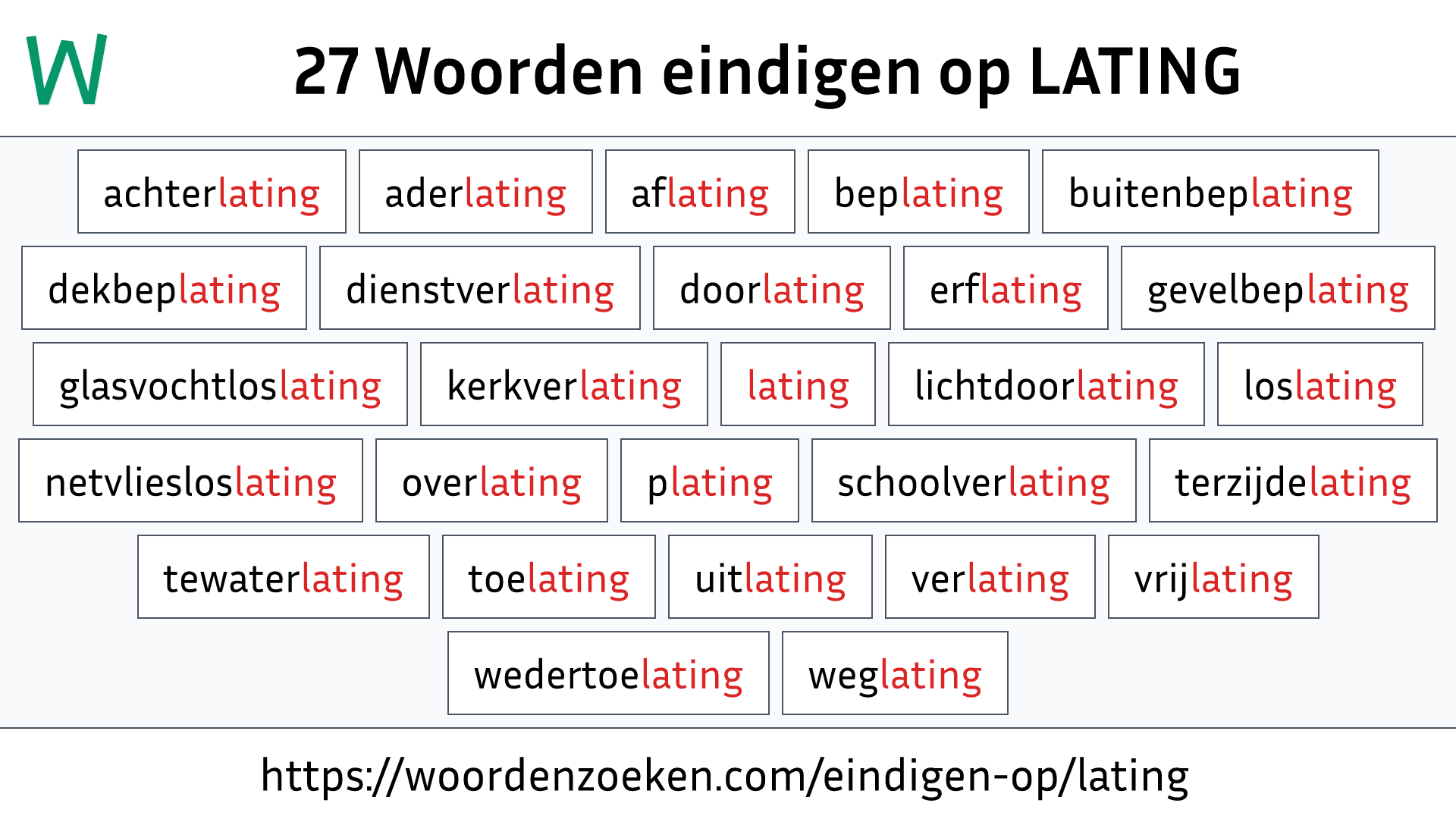 Woorden eindigen op LATING