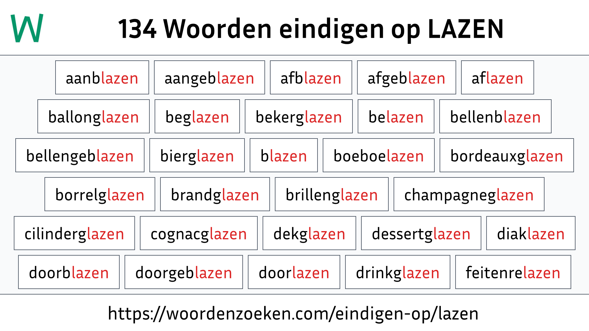 Woorden eindigen op LAZEN