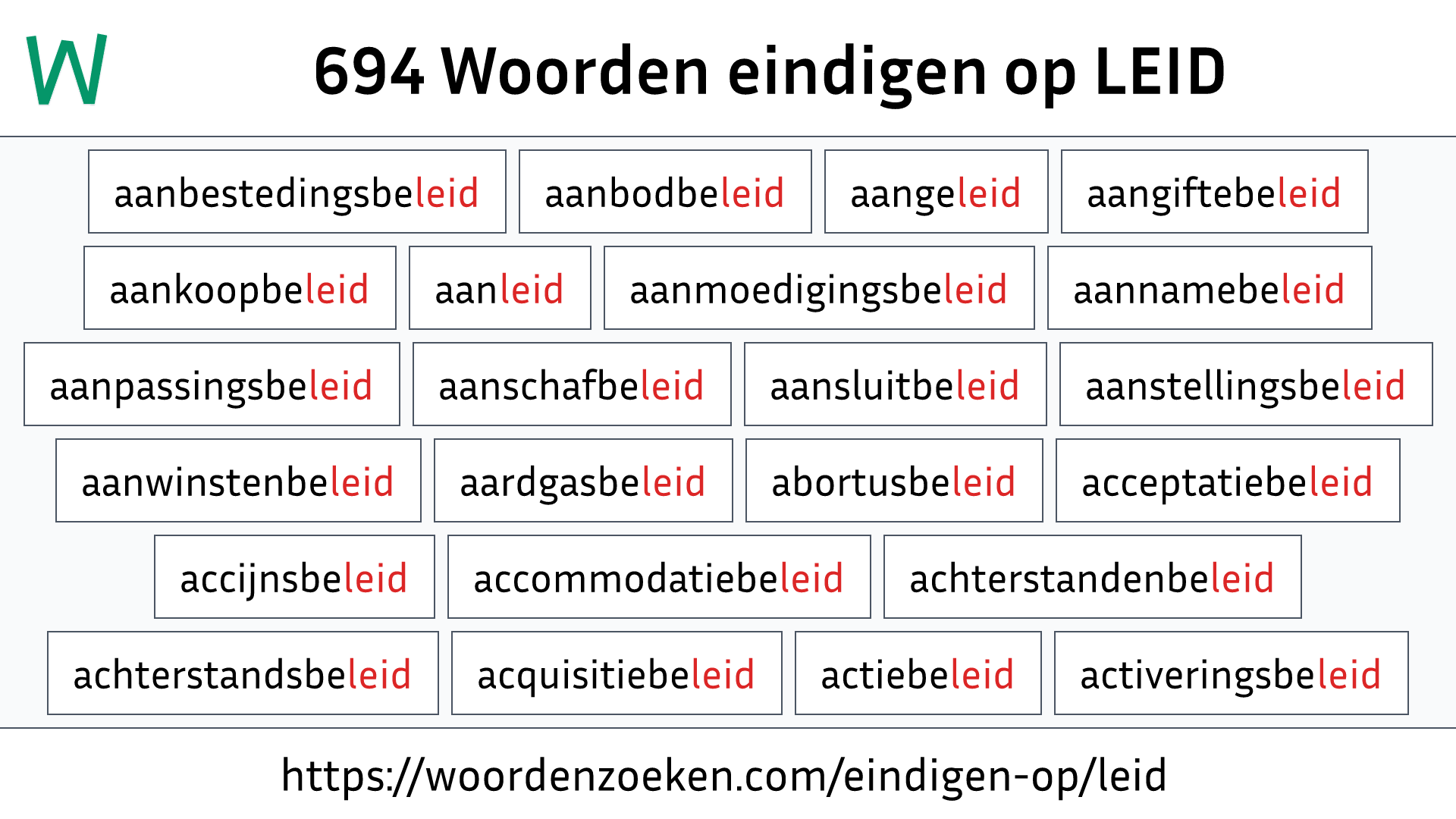 Woorden eindigen op LEID