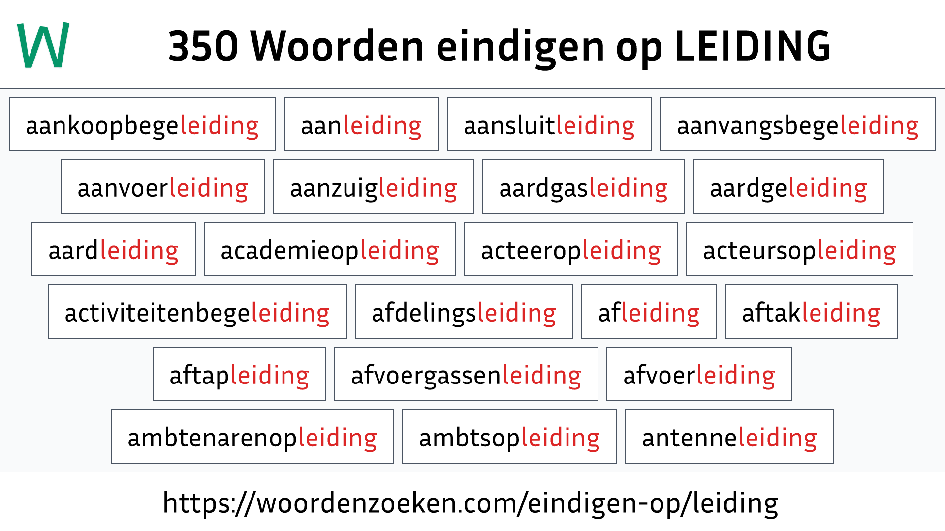 Woorden eindigen op LEIDING