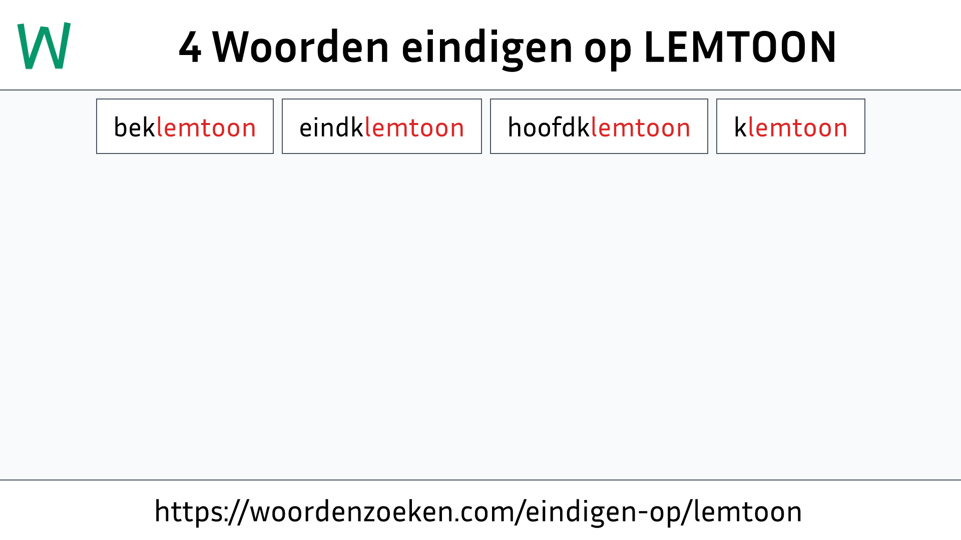 Woorden eindigen op LEMTOON