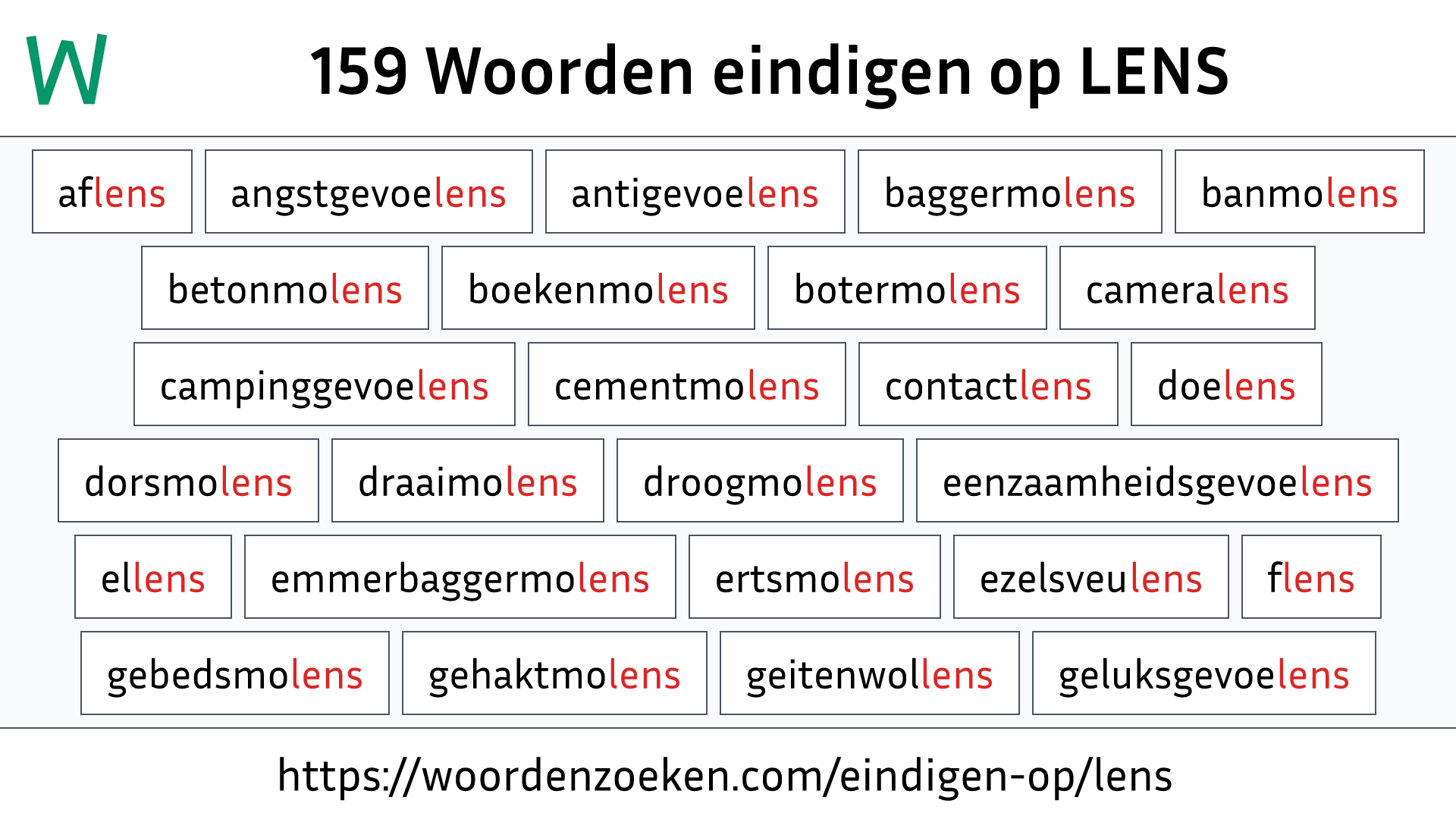 Woorden eindigen op LENS