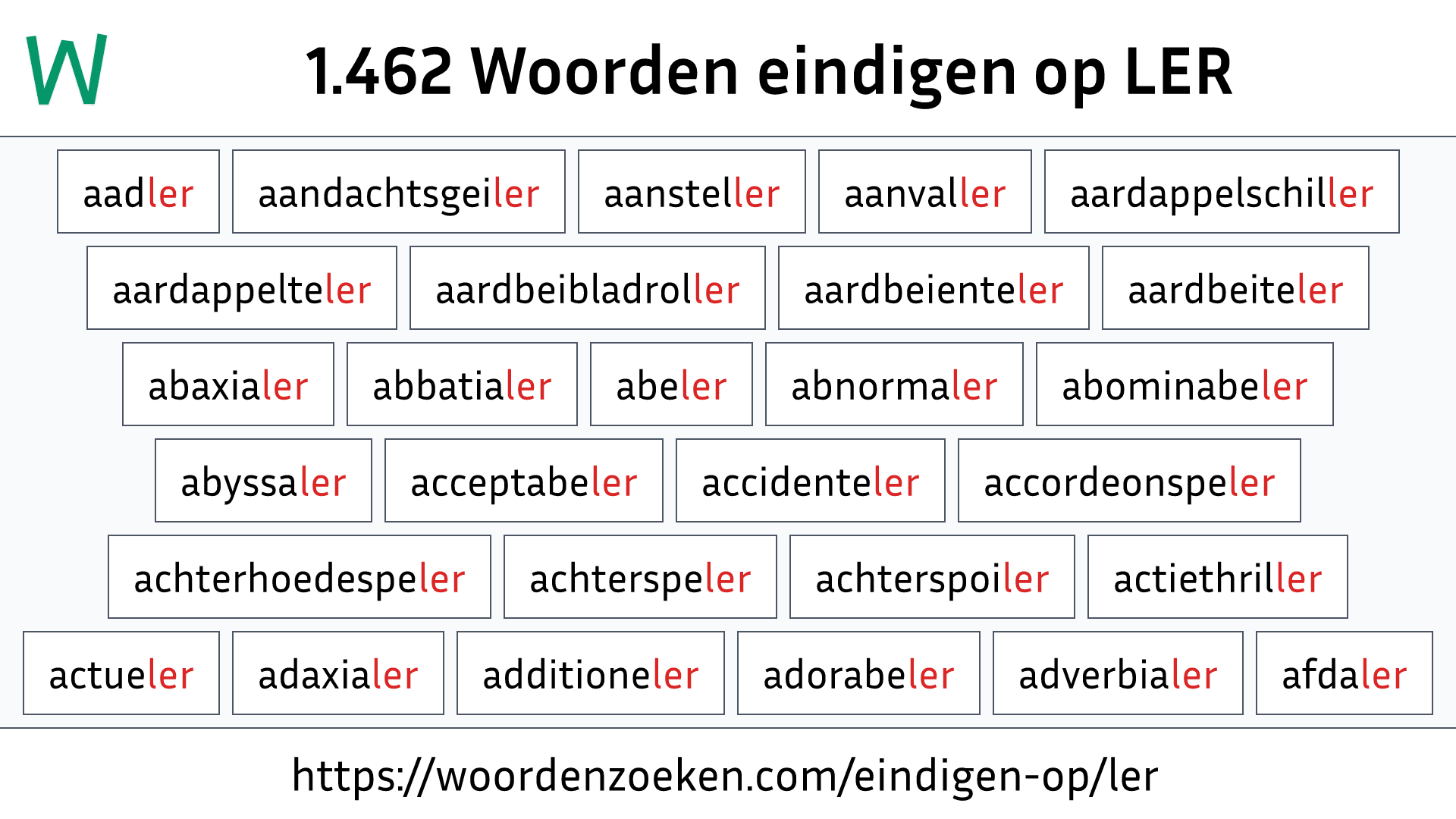 Woorden eindigen op LER