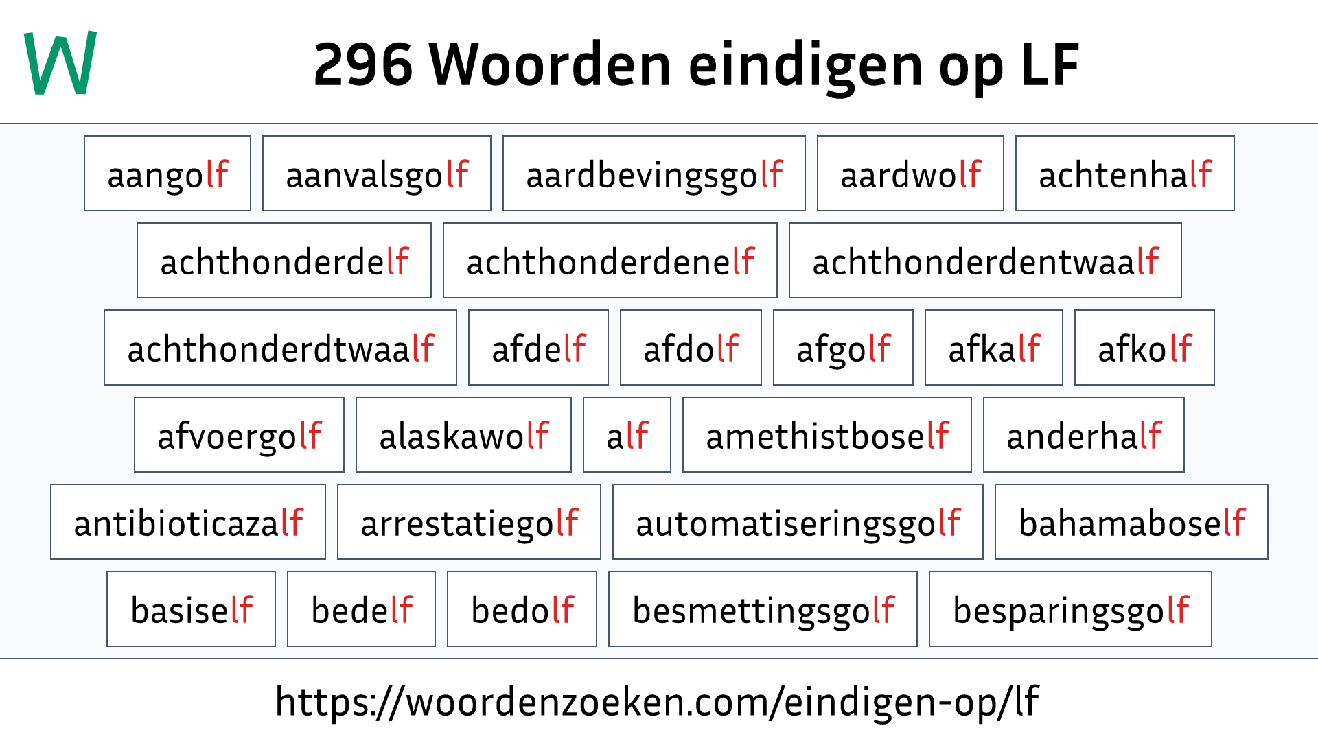 Woorden eindigen op LF