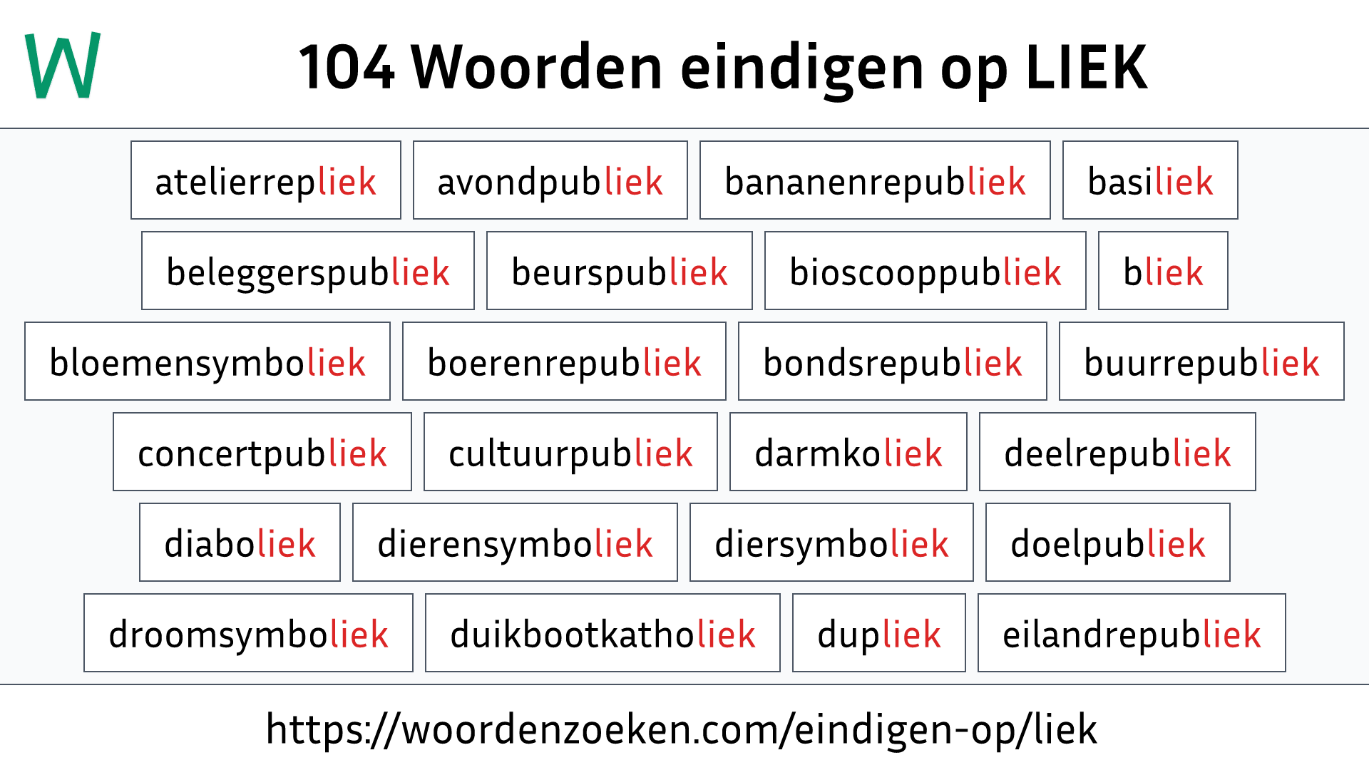 Woorden eindigen op LIEK