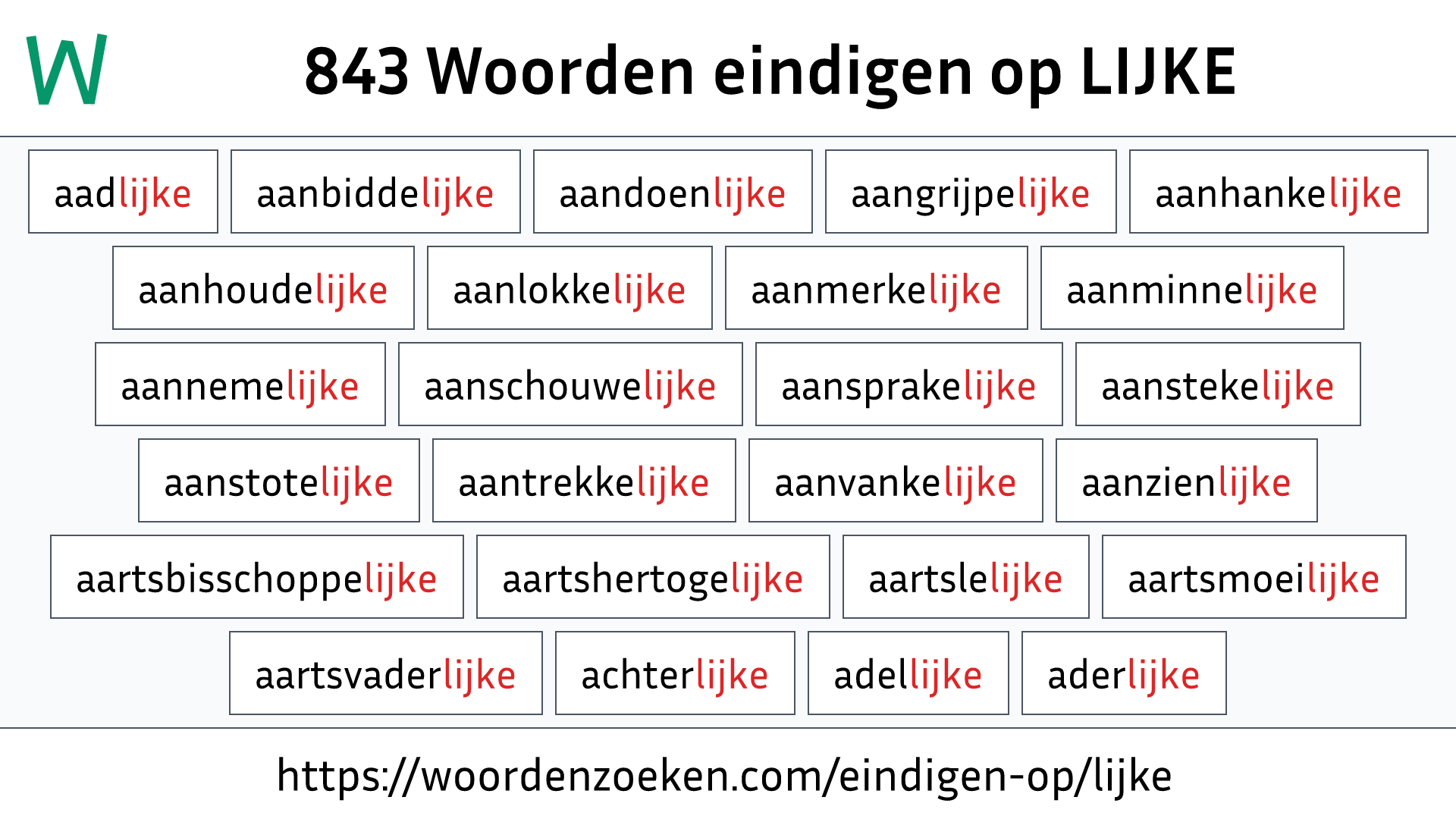 Woorden eindigen op LIJKE