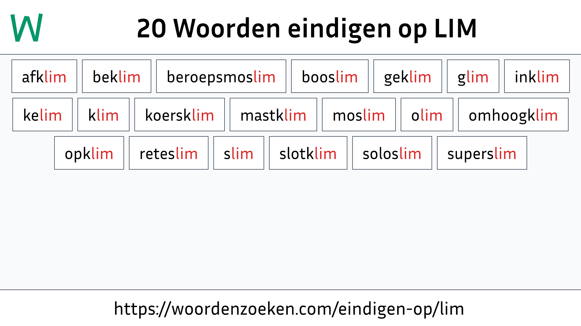 Woorden eindigen op LIM