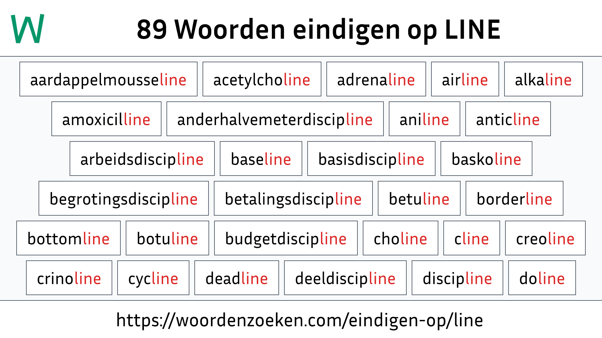 Woorden eindigen op LINE