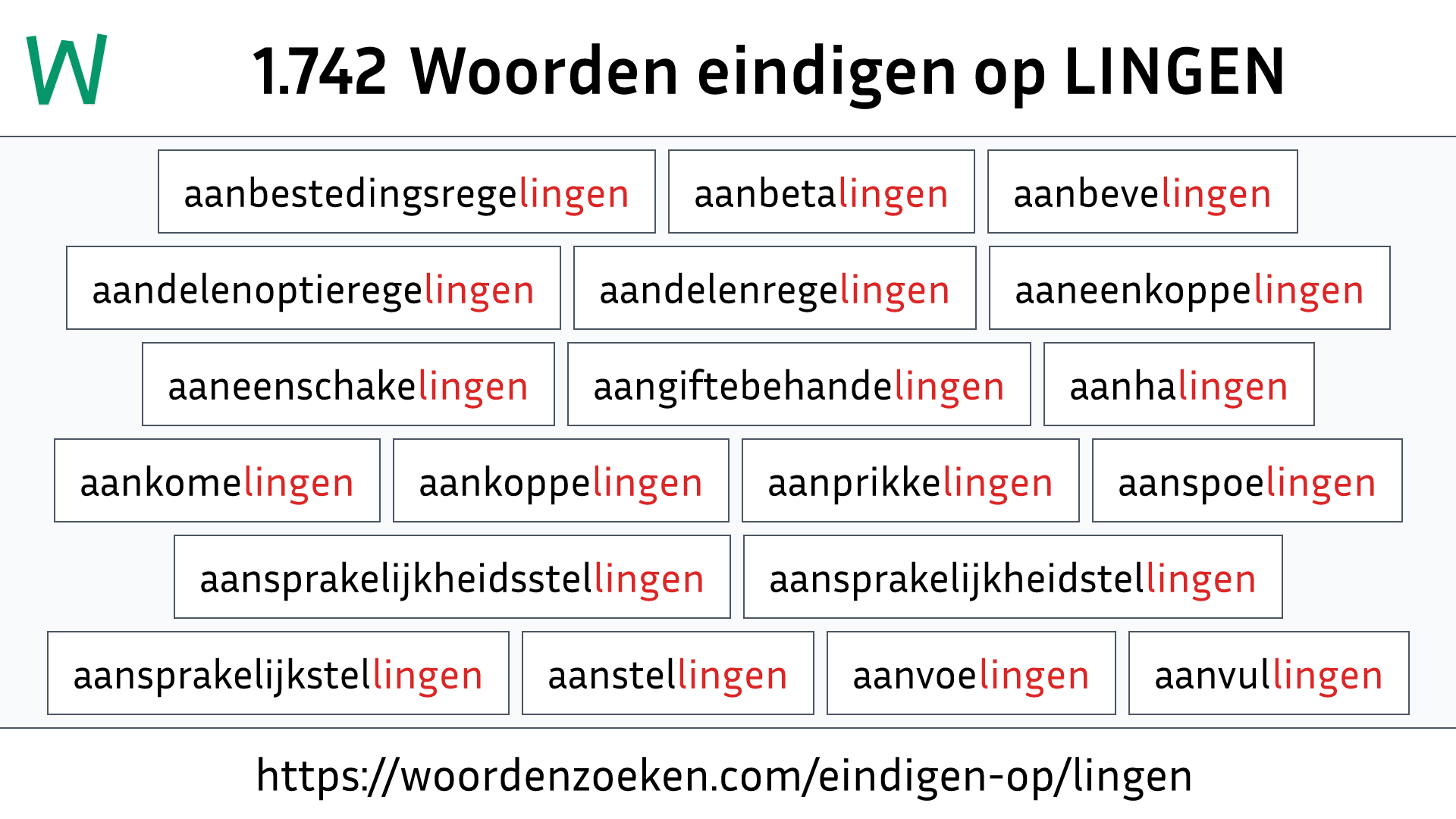 Woorden eindigen op LINGEN