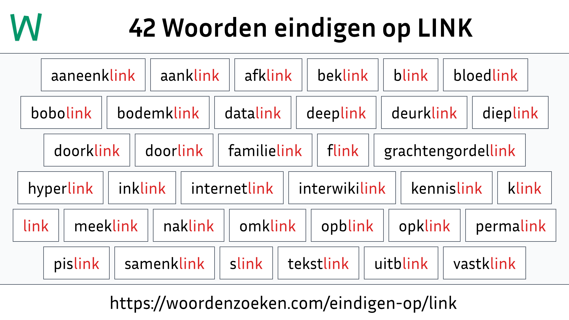 Woorden eindigen op LINK