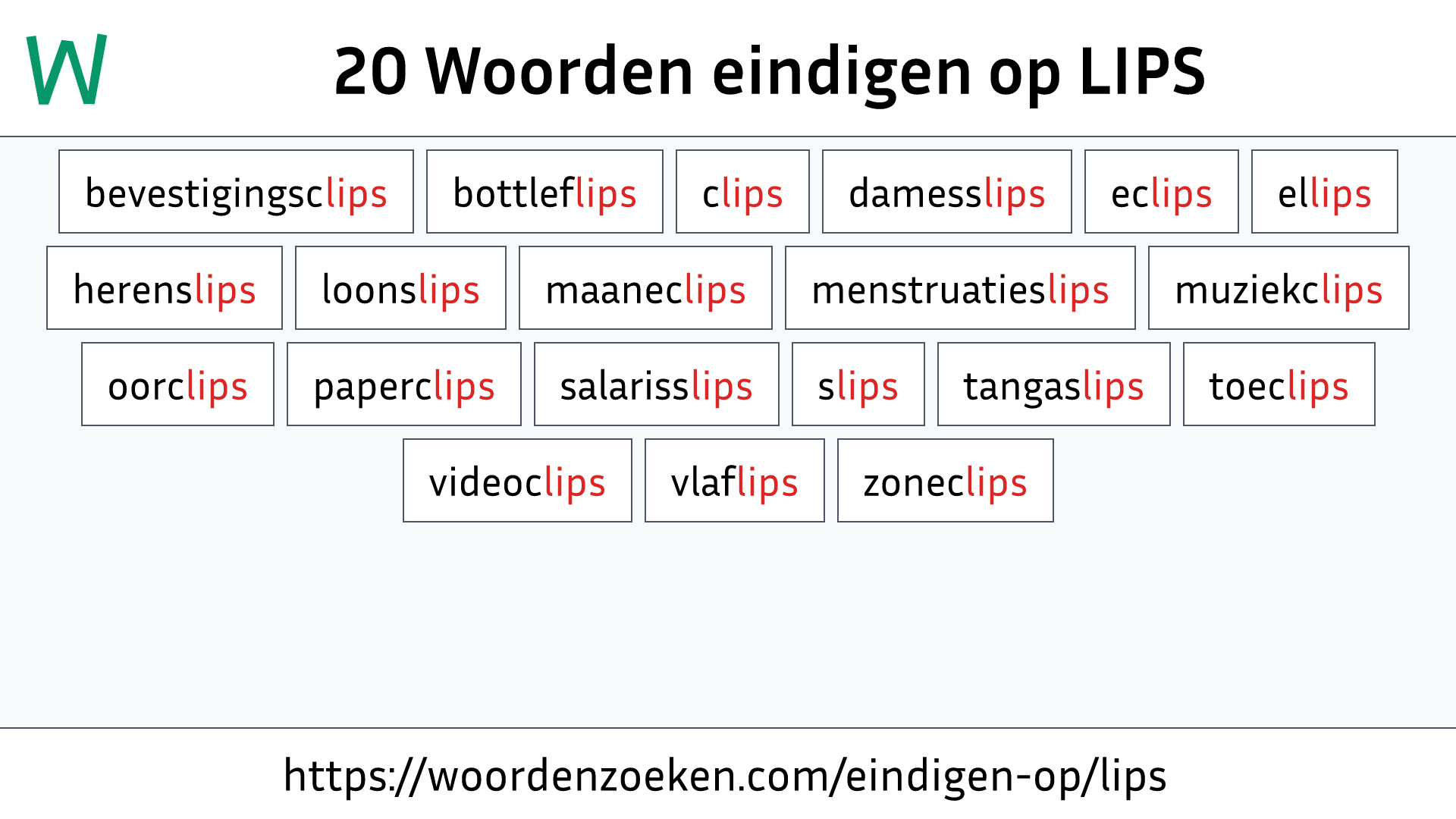 Woorden eindigen op LIPS