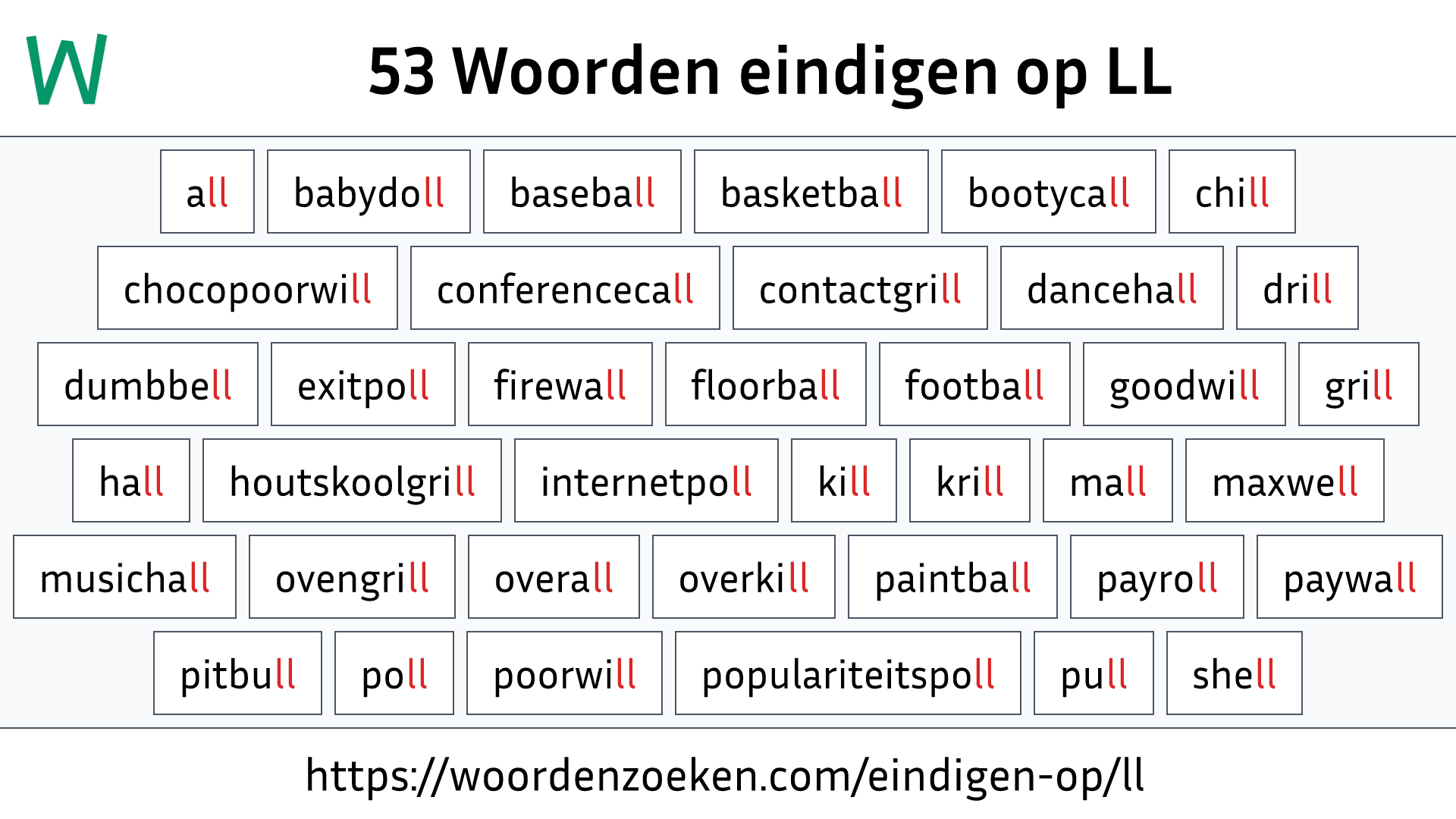 Woorden eindigen op LL