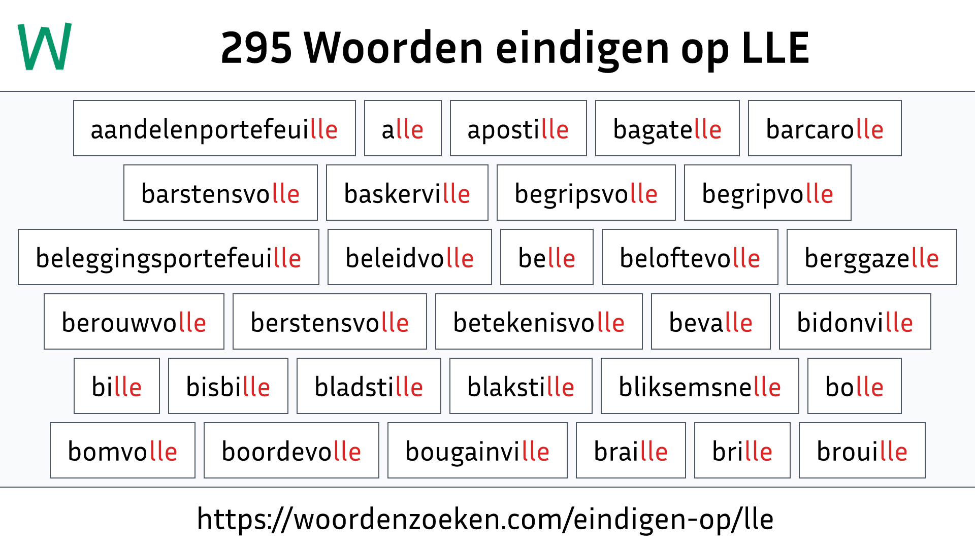 Woorden eindigen op LLE