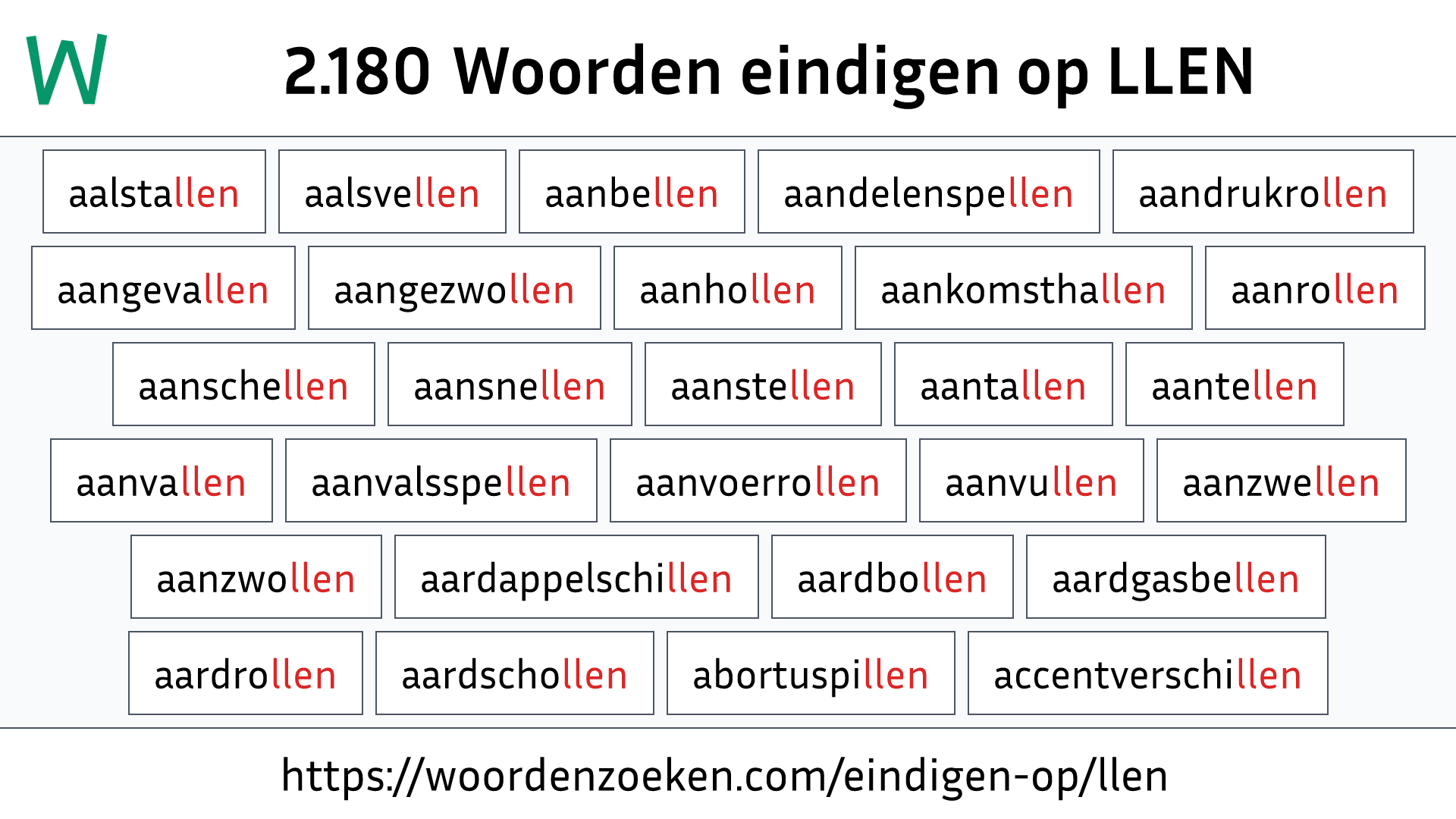 Woorden eindigen op LLEN