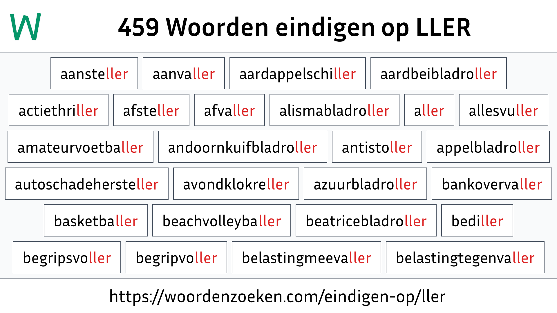 Woorden eindigen op LLER