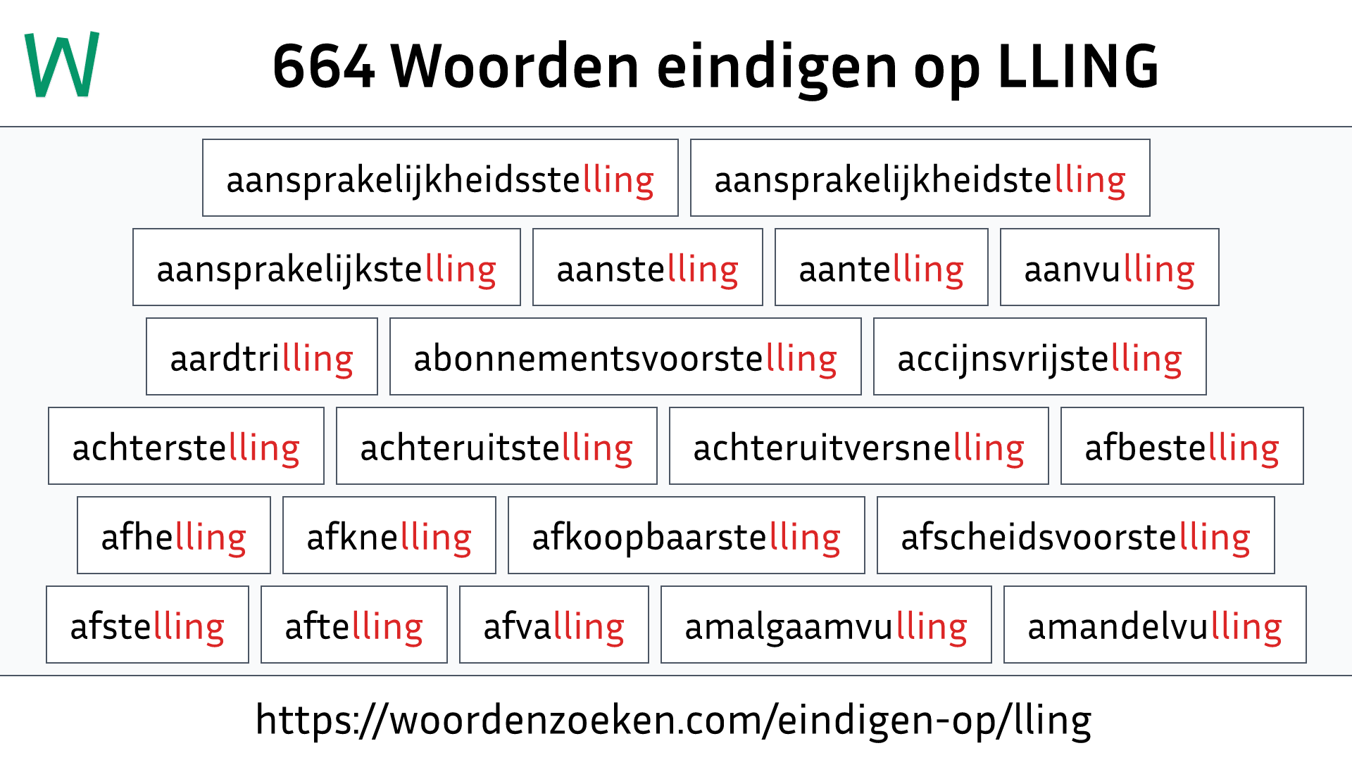 Woorden eindigen op LLING