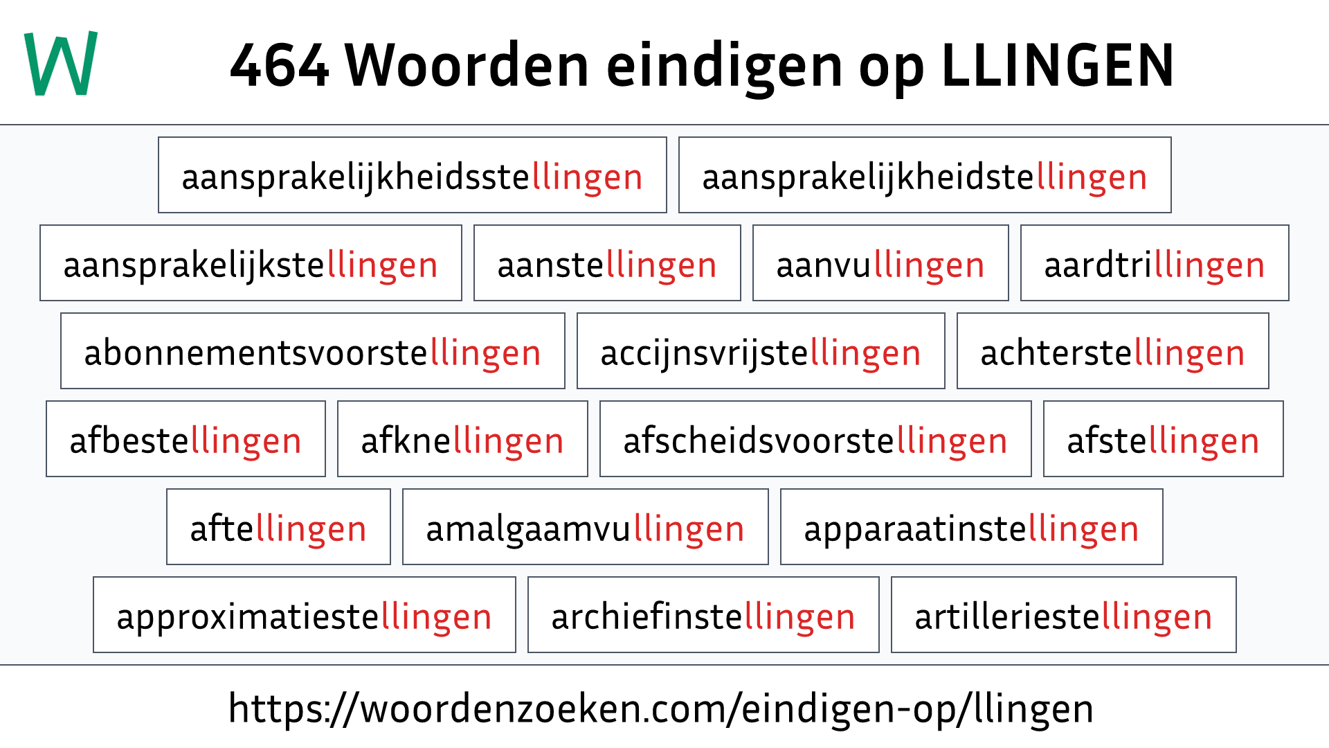 Woorden eindigen op LLINGEN