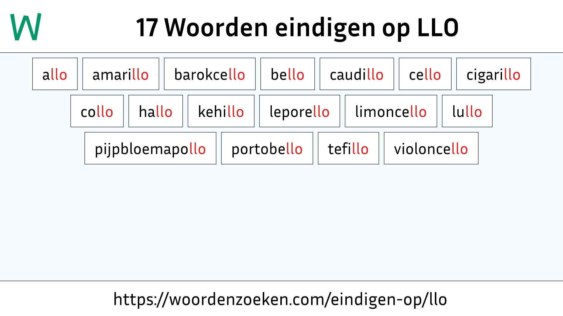 Woorden eindigen op LLO