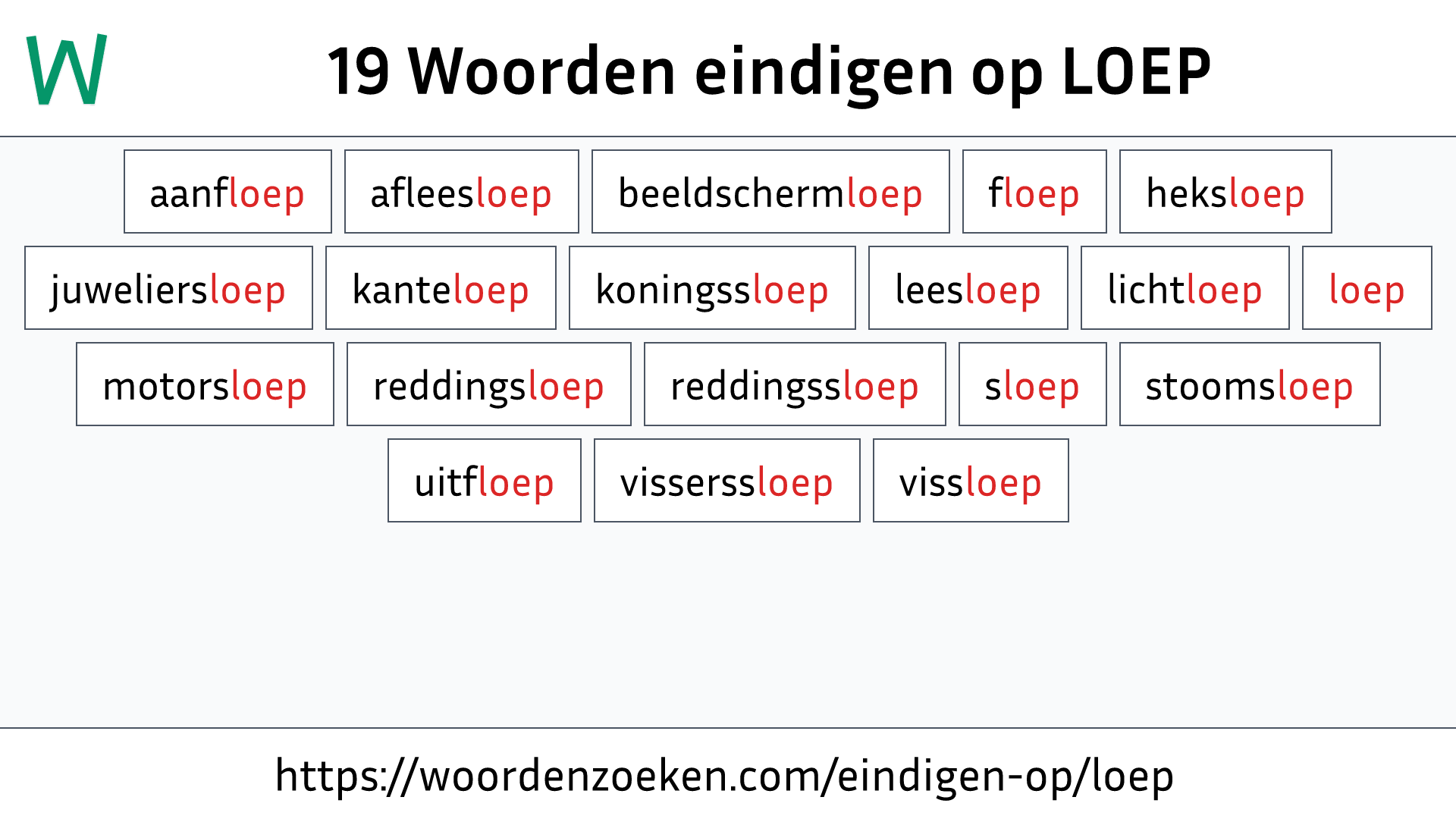Woorden eindigen op LOEP
