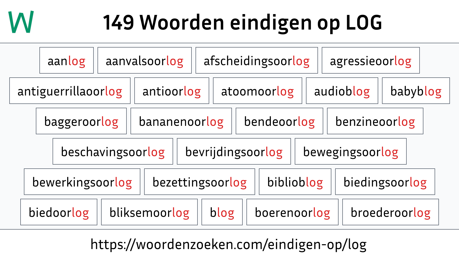 Woorden eindigen op LOG