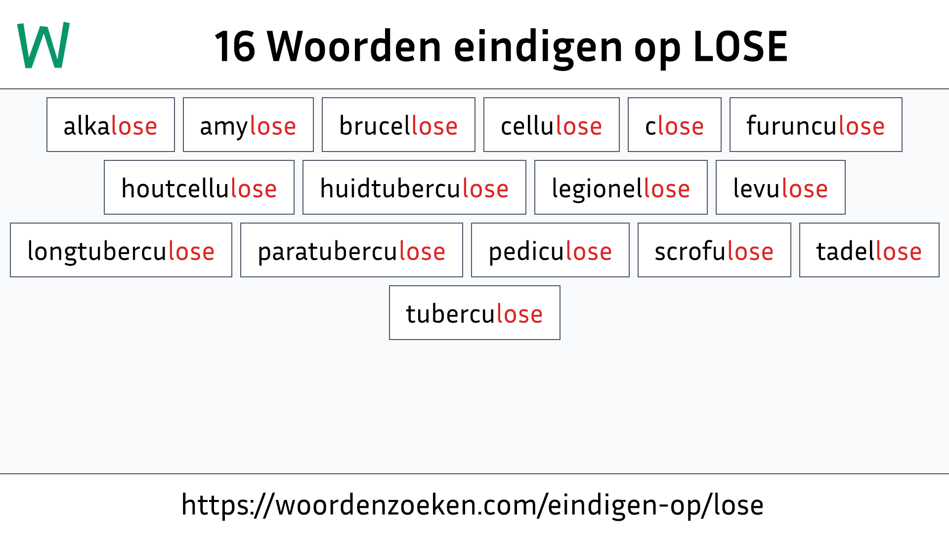 Woorden eindigen op LOSE