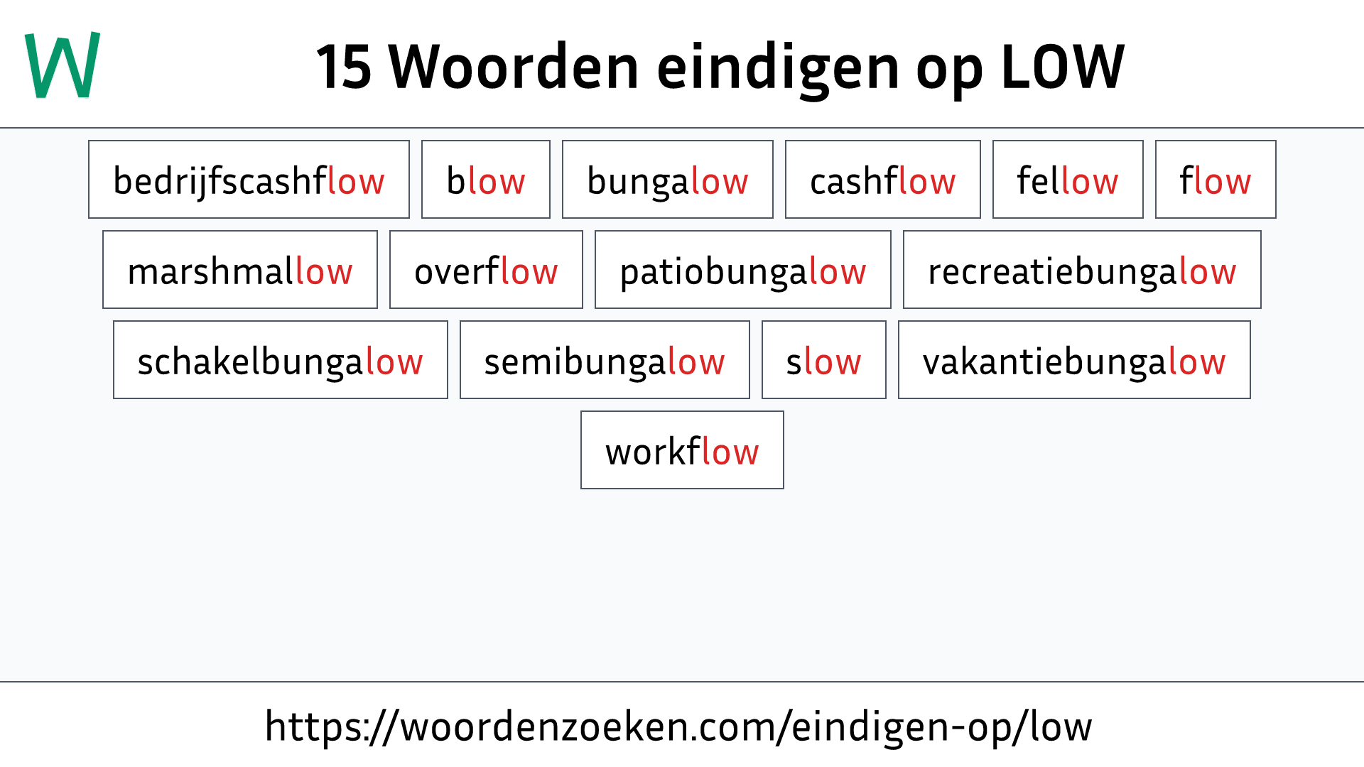 Woorden eindigen op LOW