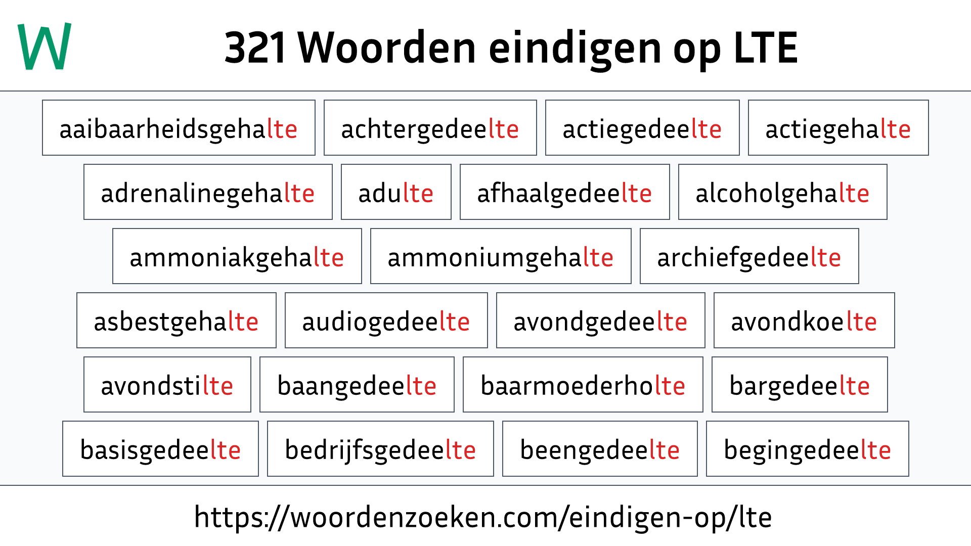 Woorden eindigen op LTE