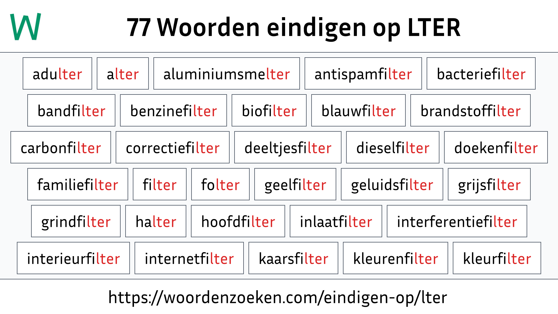 Woorden eindigen op LTER