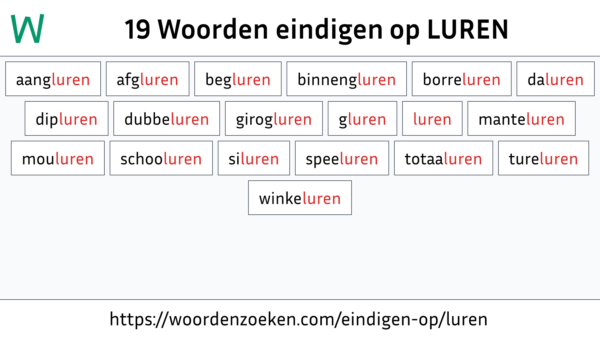Woorden eindigen op LUREN