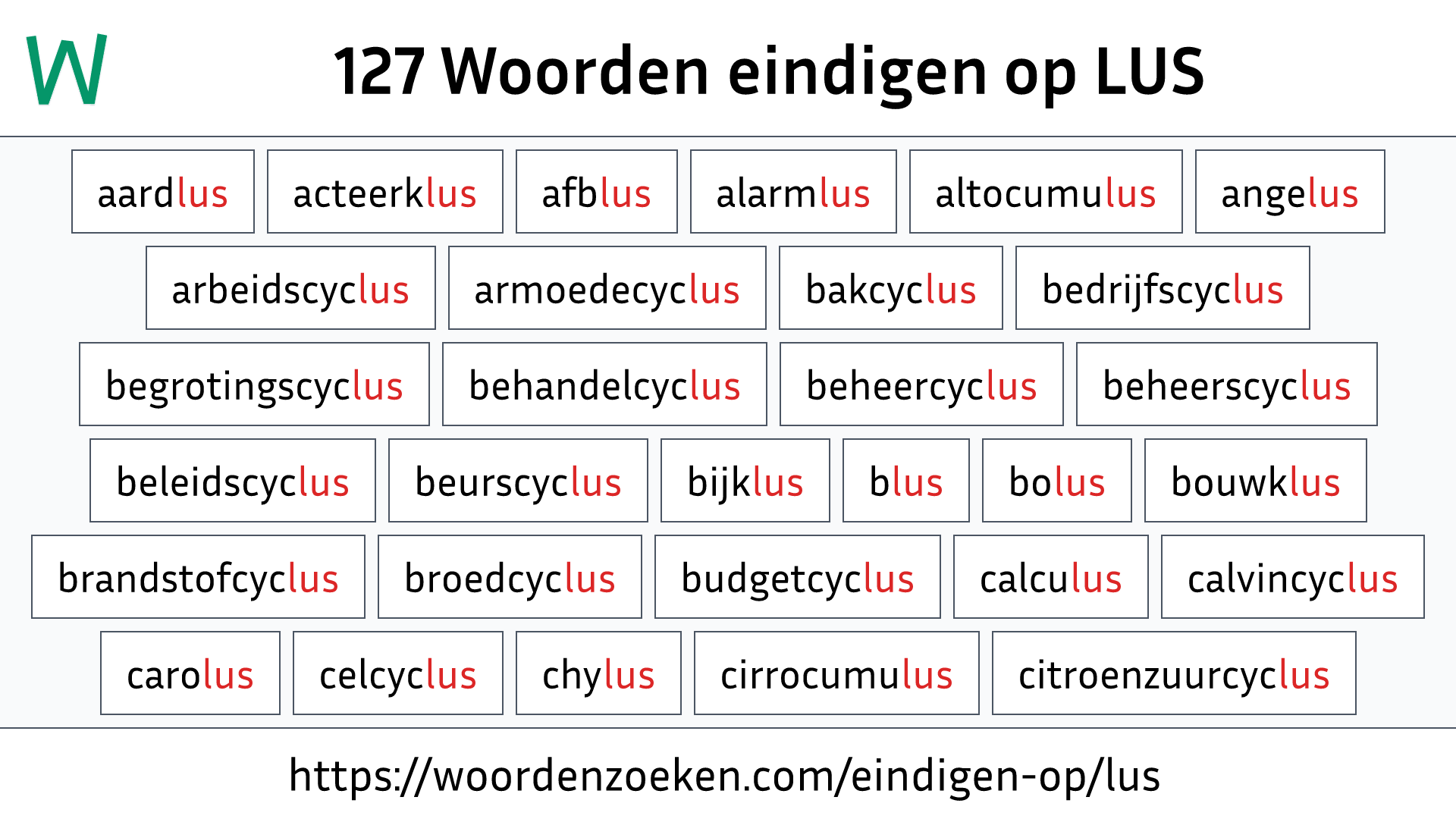 Woorden eindigen op LUS