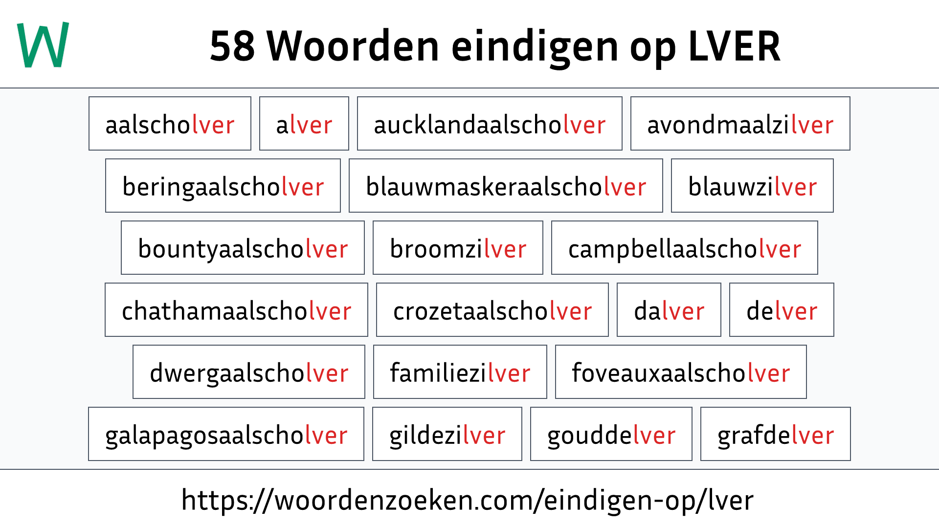 Woorden eindigen op LVER