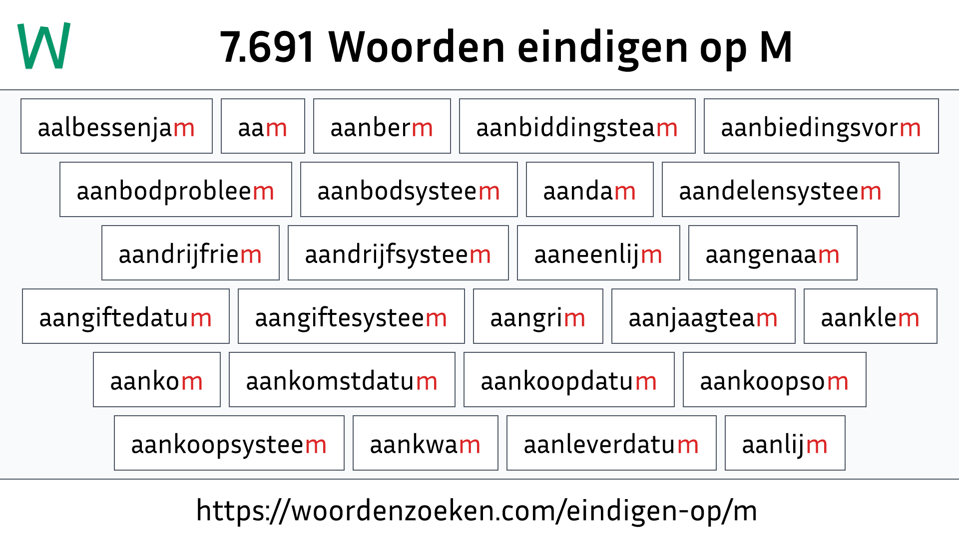 Woorden eindigen op M