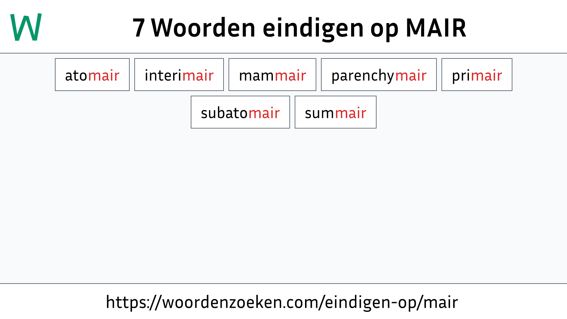 Woorden eindigen op MAIR