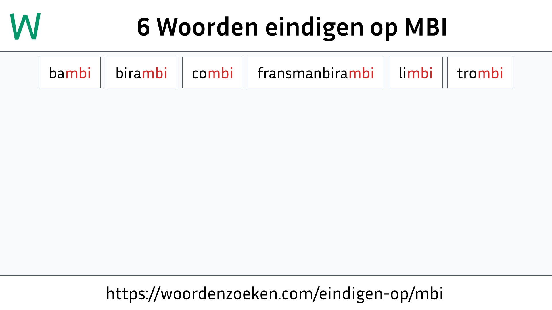 Woorden eindigen op MBI