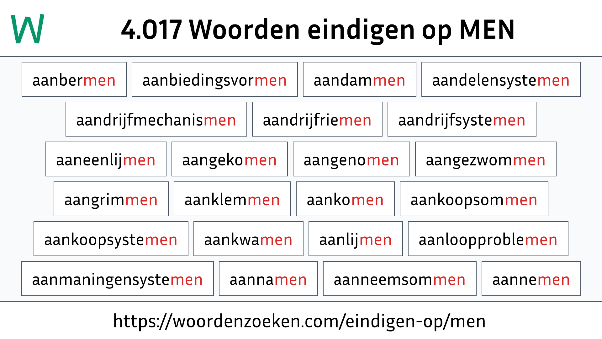 Woorden eindigen op MEN