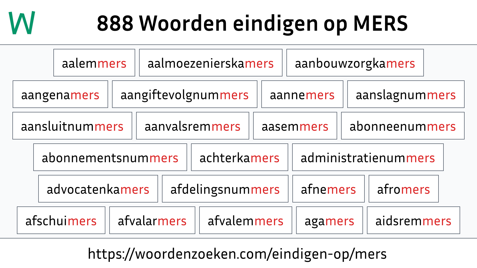 Woorden eindigen op MERS