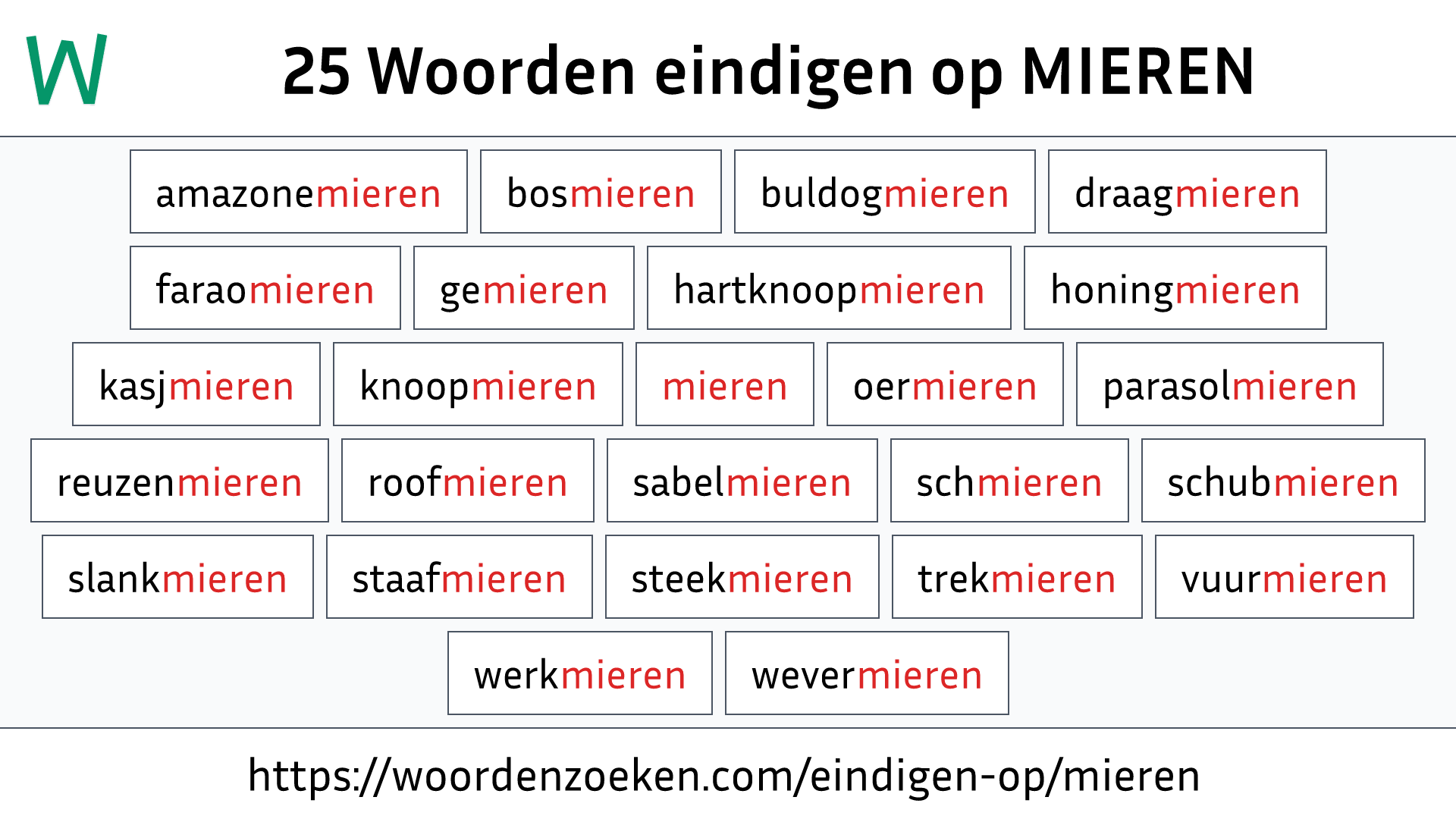 Woorden eindigen op MIEREN