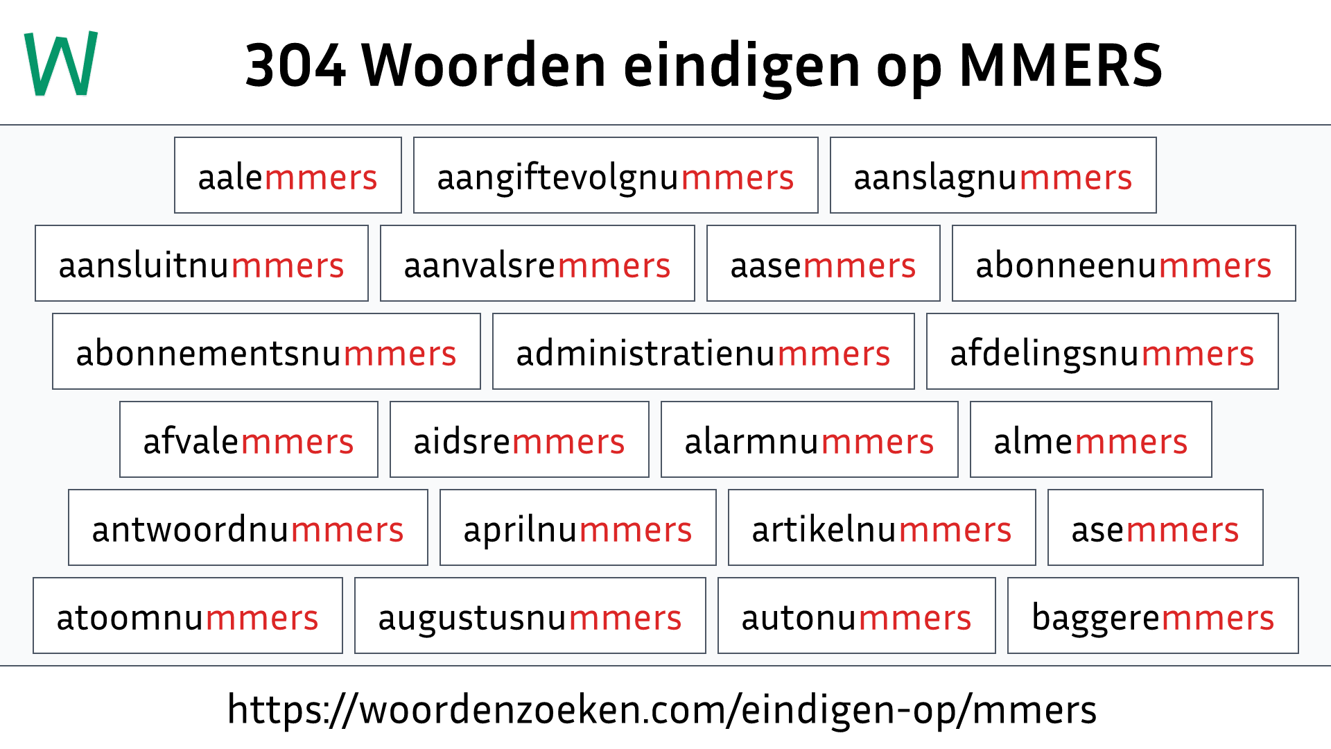 Woorden eindigen op MMERS